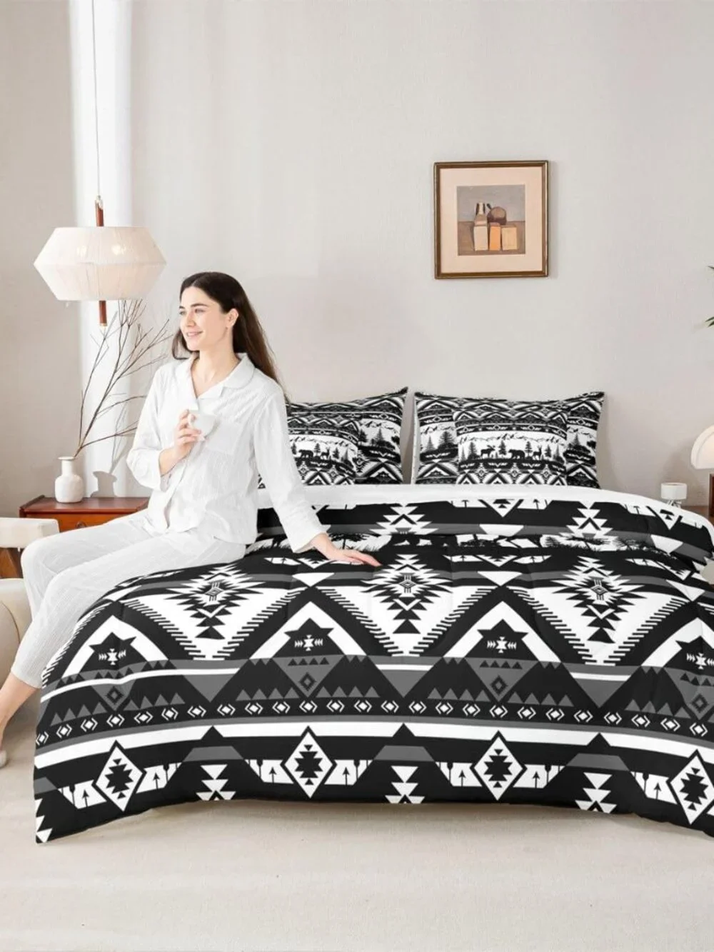 Western Comforter Set Queen Size 7 Pieces Southwestern Aztec Bedding Set for Kid